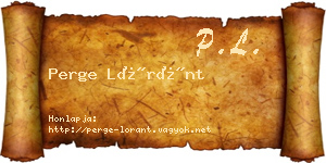 Perge Lóránt névjegykártya